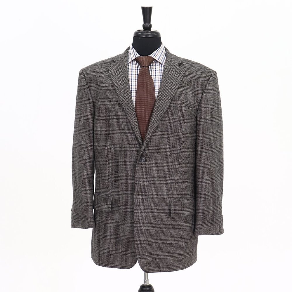 Oscar de la Renta 44R Gray Check 2-Button Sport Coat Blazer Jacket G112